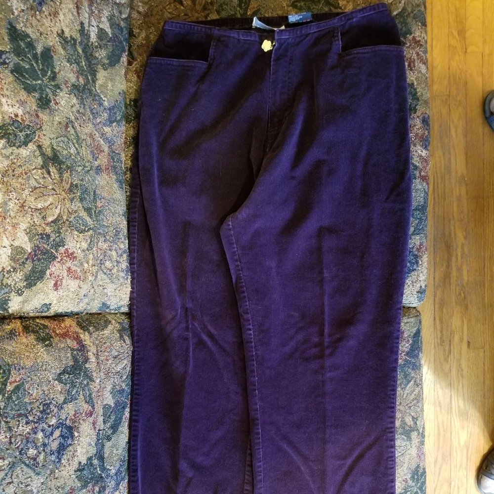 Vintage 90s, needle cord, fine corduroy pants, 4 pockets, L, Fairweather, purple - Picture 4 of 8